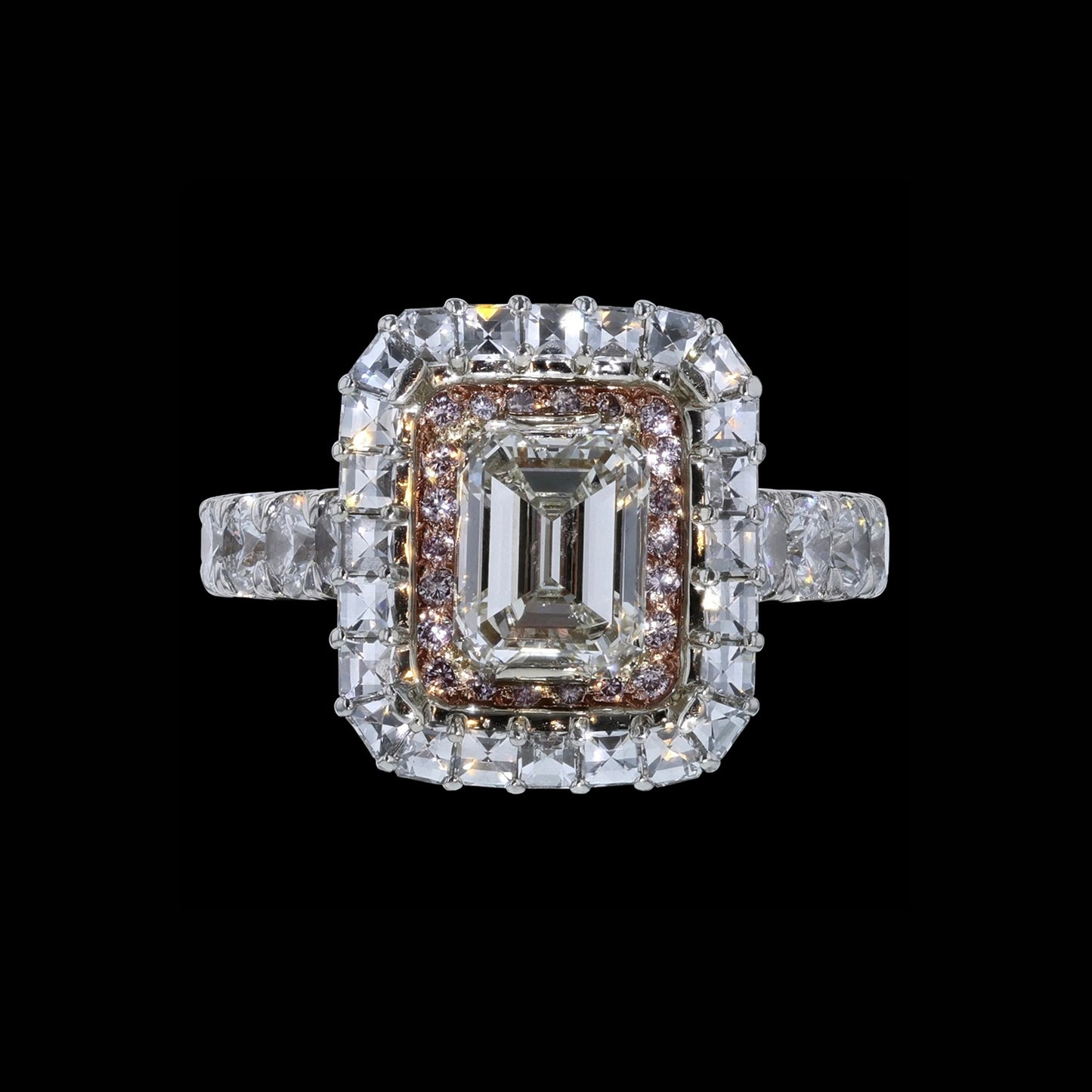 Ring Slide Emerald Blaze Pink Diamond Frame