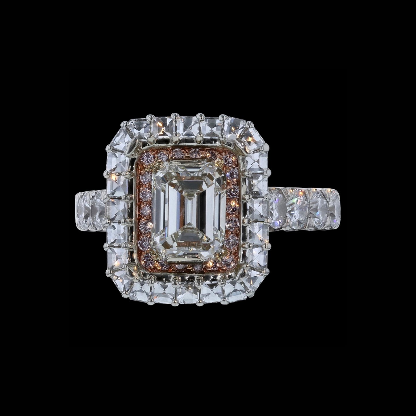 Ring Slide Emerald Blaze Pink Diamond Frame