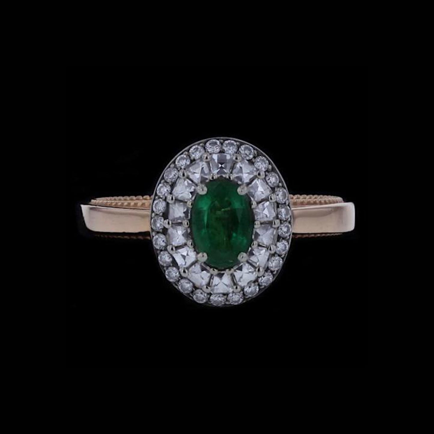 Ring Oval Emerald Blaze Brilliant Frame