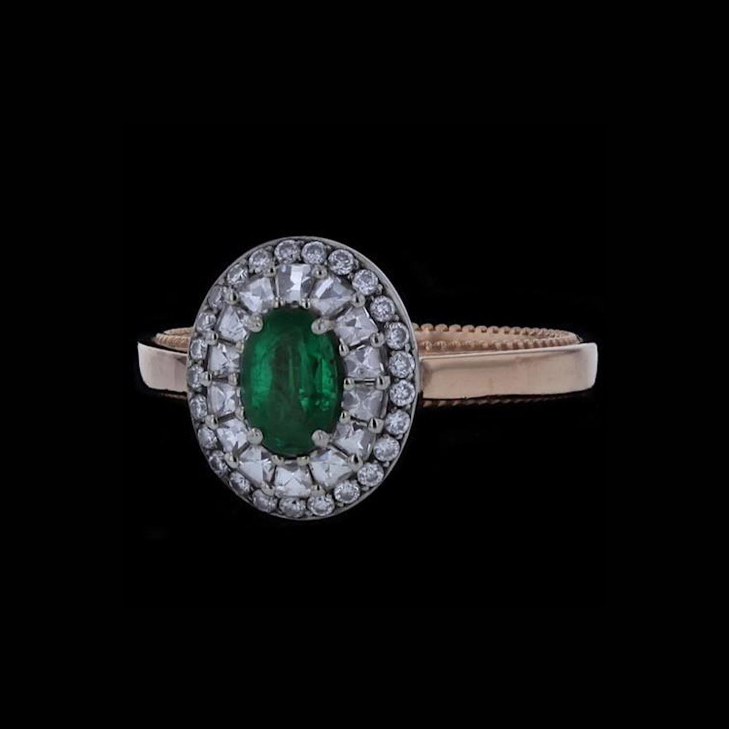 Ring Oval Emerald Blaze Brilliant Frame