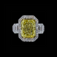 Ring Simple Yellow Radiant Diamond with Diamond Frame