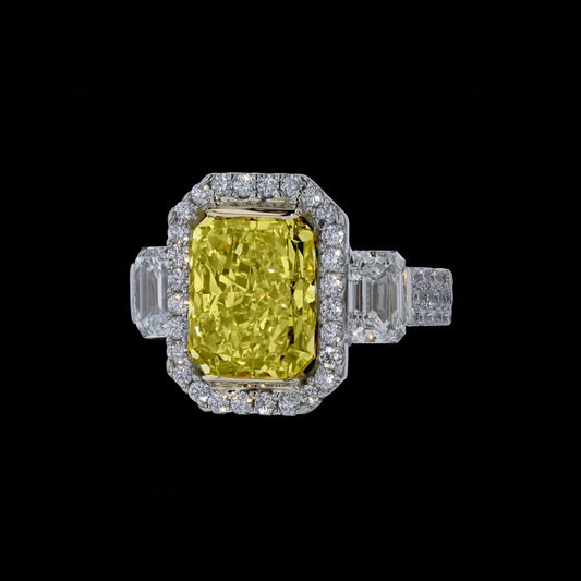 Ring Simple Yellow Radiant Diamond Frame