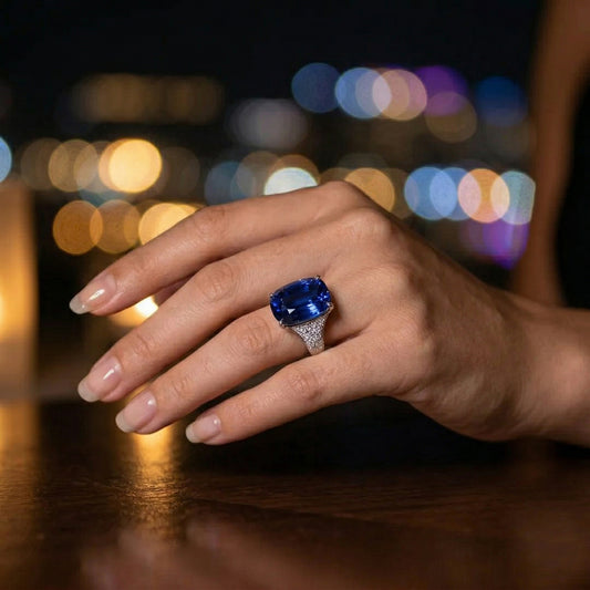Ring Cloud Sapphire Cushion