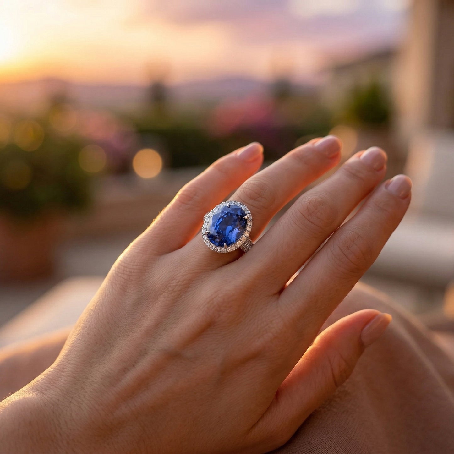 Ring Linear Sapphire Blaze Frame